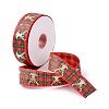 25 Yards Flat Christmas Theme Printed Polyester Grosgrain Ribbon OCOR-C004-04D-1