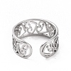 304 Stainless Steel Hollow Out Heart Open Cuff Ring for Women RJEW-C053-06P-3
