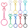 45Pcs 9 Colors Heart Alloy Baking Paint Swivel Clasps and Iron Rings KEYC-GA00015-1