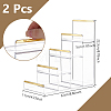 2Pcs 4-Tier Gold Edged Acrylic Minifigures Display Riser ODIS-WH0331-49A-3