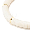 Polymer Clay Heishi Beaded Stretch Bracelet with Column Synthetic Hematite BJEW-JB07606-5