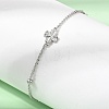 Brass Micro Pave Clear Cubic Zirconia Four Leaf Clover Link Bracelets KK-CBAED06-02P-3