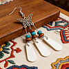 Iron & PU Imitation Leather Teardrop with Butterfly Dangle Earrings WG3DA57-01-2