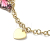 Enamel Butterfly & Alloy Heart Charm Bracelet with Ion Plating(IP) 304 Stainless Steel Chains BJEW-JB09558-2