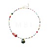 Christmas Tree Acrylic Pendant Santa Claus and Glass Seed Beaded Necklaces for Women FS-WGC89DE-01-4