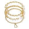 3Pcs 3 Styles Mother's Day Brass Beads Stretch Bracelet & Charm Bracelet for Women SK3516-4-1