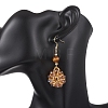 Flower Glass Seed Beads & Natural Tiger Eye Dangle Earrings EJEW-MZ00697-03-3