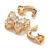 Brass Micro Pave Clear Cubic Zirconia Fold Over Clasps KK-U037-11G-02-2