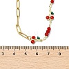 Brass Enamel Red Cherry Link and 304 Stainless Steel Paperclip Chain Necklaces for Women NJEW-JN06162-4