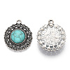 Synthetic Turquoise Pendants PALLOY-TAC0044-58AS-2