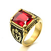 316L Stainless Steel & Cubic Zirconia Men's Vintage Carved Finger Rings FS-WG82D33-28-1