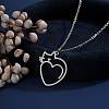 201 Stainless Steel Heart with Cat Outline Pendant Necklaces for Women FS-WG6120F-02-1