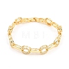 Oval Brass Micro Pave Clear Cubic Zirconia Link Chain Bracelets for Women BJEW-T025-03C-G-3