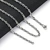 3mm Rack Plating Brass Rope Chain Necklaces for Women Men MAK-L044-29P-1