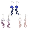Dyed Natural Malaysia Jade Jellyfish Dangle Earrings for Women EJEW-JE07484-2