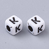 White Opaque Acrylic Beads MACR-R869-02K-2