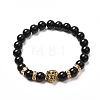 Energy Natural Black Stone Stretch Bracelets Set for Men Women BJEW-JB06722-4