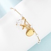 Ocean 304 Stainless Steel and Imitation Pearl Charm Anklets for Women SA-CBA3D94-04B-G-2