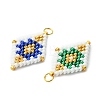 Beaded Rhombus Charms PALLOY-MZ01345-2