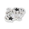 Rack Plating Alloy Black Enamel Cloud with Star Links Connector Charms PALLOY-F018-04P-01-2