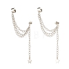 304 Stainless Steel Safety Chains Dangle Stud Earrings with Ear Cuff EJEW-JE04923-02-3
