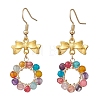 Bowknot with Ring Dyed & Heated Natural Agate Dangle Earrings EJEW-JE06839-01-1