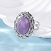 Oval Natural Amethyst Finger Rings RJEW-M063-01P-16-3