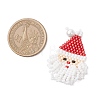 Glass Seed Beaded Santa Claus Pendants PALLOY-MZ00828-01-2
