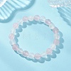 Natural Rose Quartz & Selenite Beaded Stretch Bracelets for Women BJEW-JB13140-1