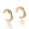 Brass Micro Pave Cubic Zirconia Cuff Earrings X-EJEW-M195-02G-1