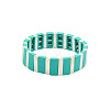 Baking Paint Alloy Rectangle Beaded Stretch Bracelets FS-WGFC15B-05-2