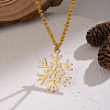 Minimalist 304 Stainless Steel Enamel White Snowflake Pendant Necklaces for Women NO8875-6