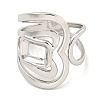 Non-Tarnish Hollow Heart 304 Stainless Steel Open Cuff Finger Rings for Women RJEW-P114-08P-2