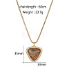 Golden Tone Stainless Steel Pave Natural Unakite Heart Pendant Necklaces LT1707-1-1