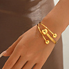 Minimalist Brass Three Round Beads Open Cuff Bangles for Women Daily Wear Jewelry PQ0230-3