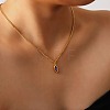 304 Stainless Steel Pave Cubic Zirconia Horse Eye Pendant Necklaces for Women WG2E402-02-2