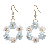 Handmade Glass Seed Beads Flower & 304 Stainless Steel Dangle Earrings for Women EJEW-JE06201-2