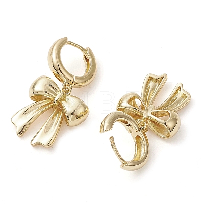 Bowknot Brass Dangle Hoop Earrings EJEW-M245-12G-1