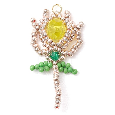 Beaded Tulip Charms PALLOY-MZ00449-02-1