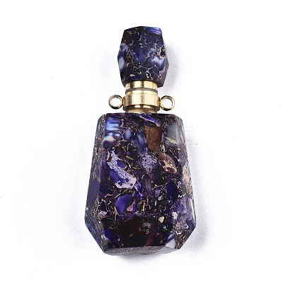 Assembled Synthetic Pyrite and Imperial Jasper Openable Perfume Bottle Pendants G-R481-13B-1