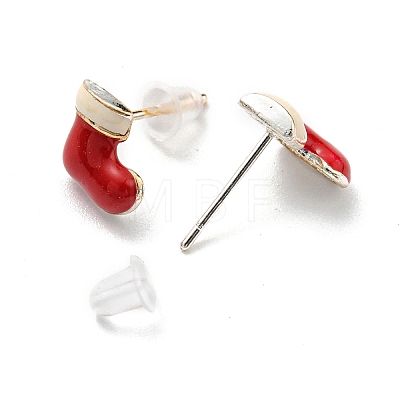 Christmas Theme Brass Stud Earrings EJEW-D062-01J-S-1
