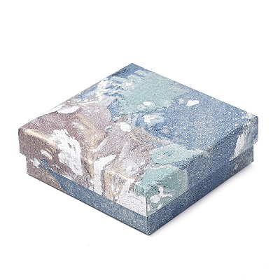 Floral Oil Painting Print Square Cardboard Jewelry Boxes CBOX-A010-01B-04-1