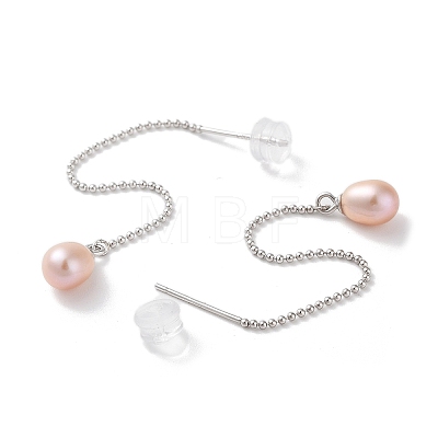 Natural Pearl Stud Earrings for Women EJEW-C082-09P-1