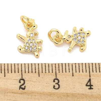 Brass Micro Pave Clear Cubic Zirconia Charms KK-Z044-32G-1