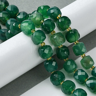 Natural Green Onyx Agate Beads Strands G-Q010-A16-01-1