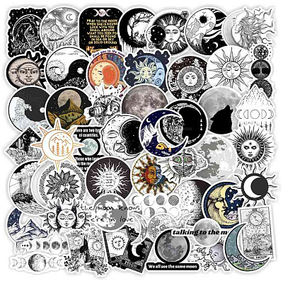 50Pcs The Sun and Moon Planet Stickers X-STIC-PW0002-090-1