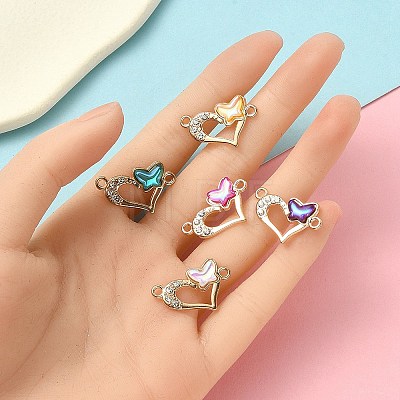 6Pcs 6 Colors Alloy Crystal Rhinestone Connector Charms FIND-YW0004-02-1