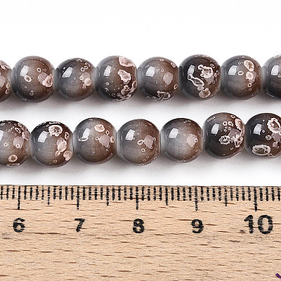 Baking Paint Glass Beads Strands DGLA-N008-8mm-09-1