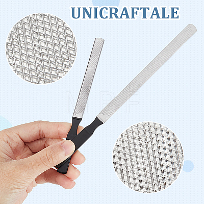 Unicraftale 4Pcs 2 Colors Stainless Steel Double-sided Nail Art Manicure Buffer Files AJEW-UN0001-54-1