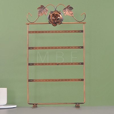 Rectangle with Flower Iron Earrings Storage Rack PW-WG2AE78-01-1